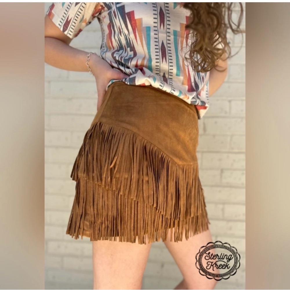 Fringed Tan skorts Faux suede Sterling Kreek Fort Worth